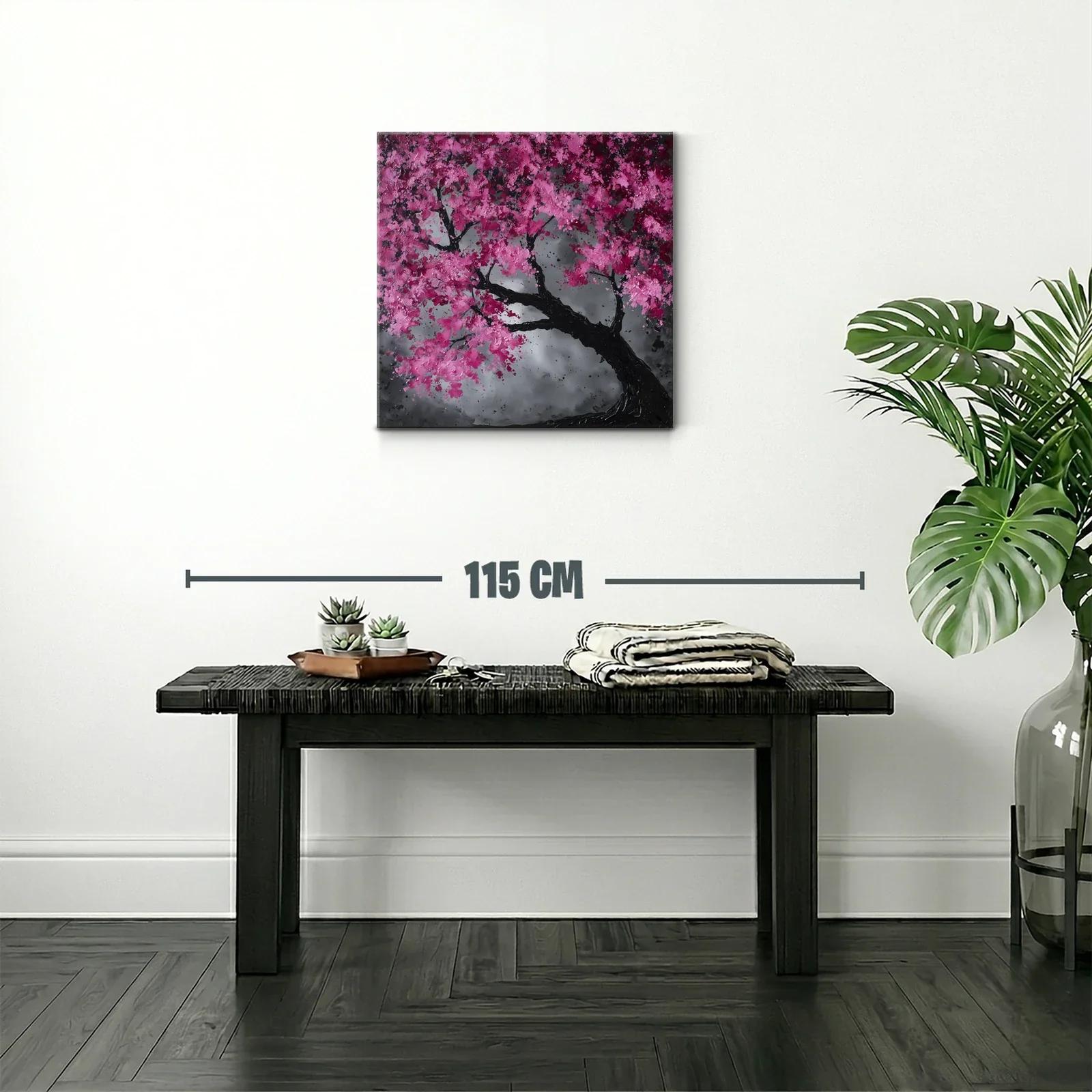 Árbol floreciente con tonos fucsia y fondo gris acero — miniatura 2
