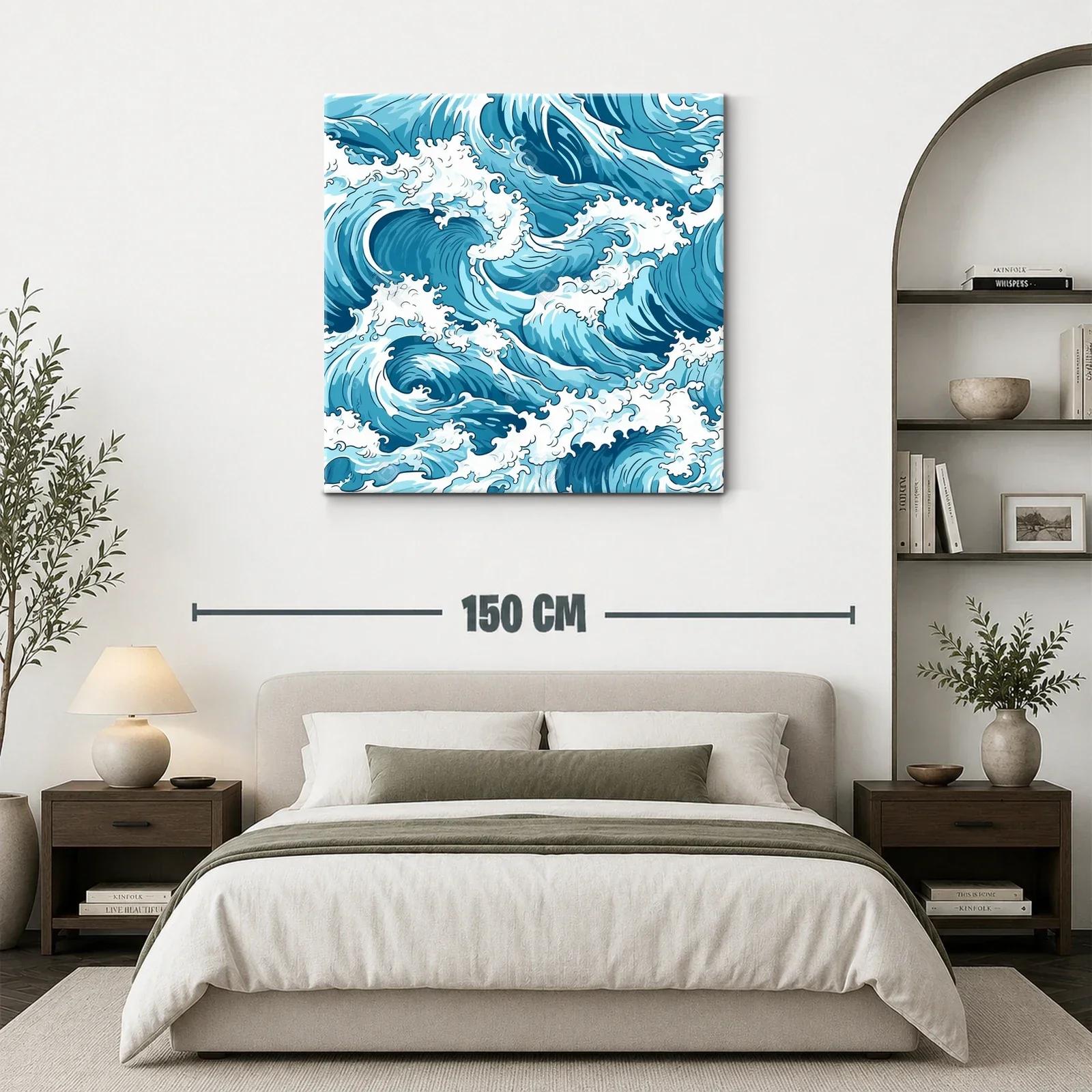Impresionante obra de olas marinas en tonos azules y blancos — miniatura 3