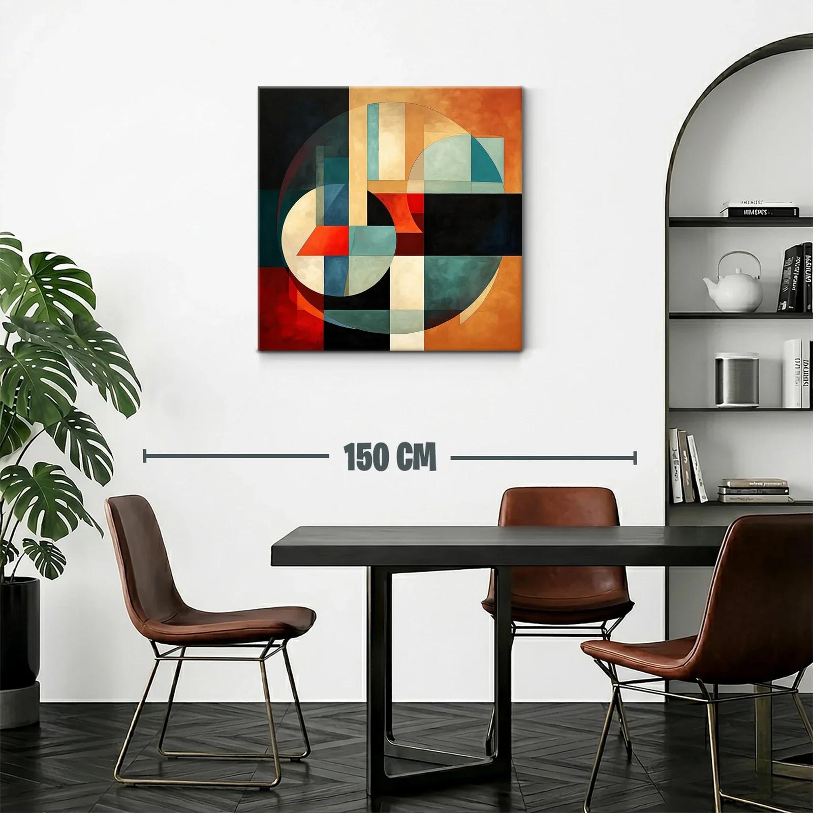 Arte abstracto geométrico con vibrantes tonos cálidos y fríos — miniatura 2