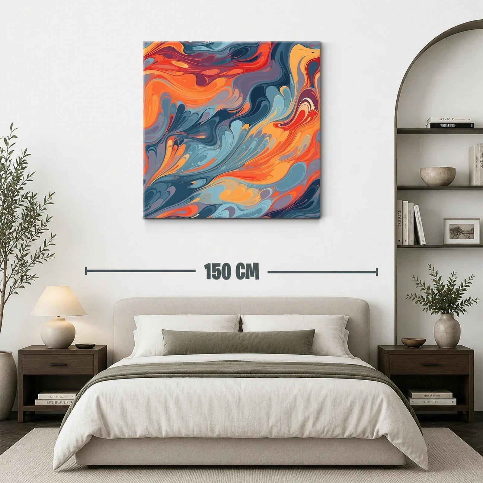 Arte abstracto con flujo vibrante en tonos cálidos y fríos — miniatura 3