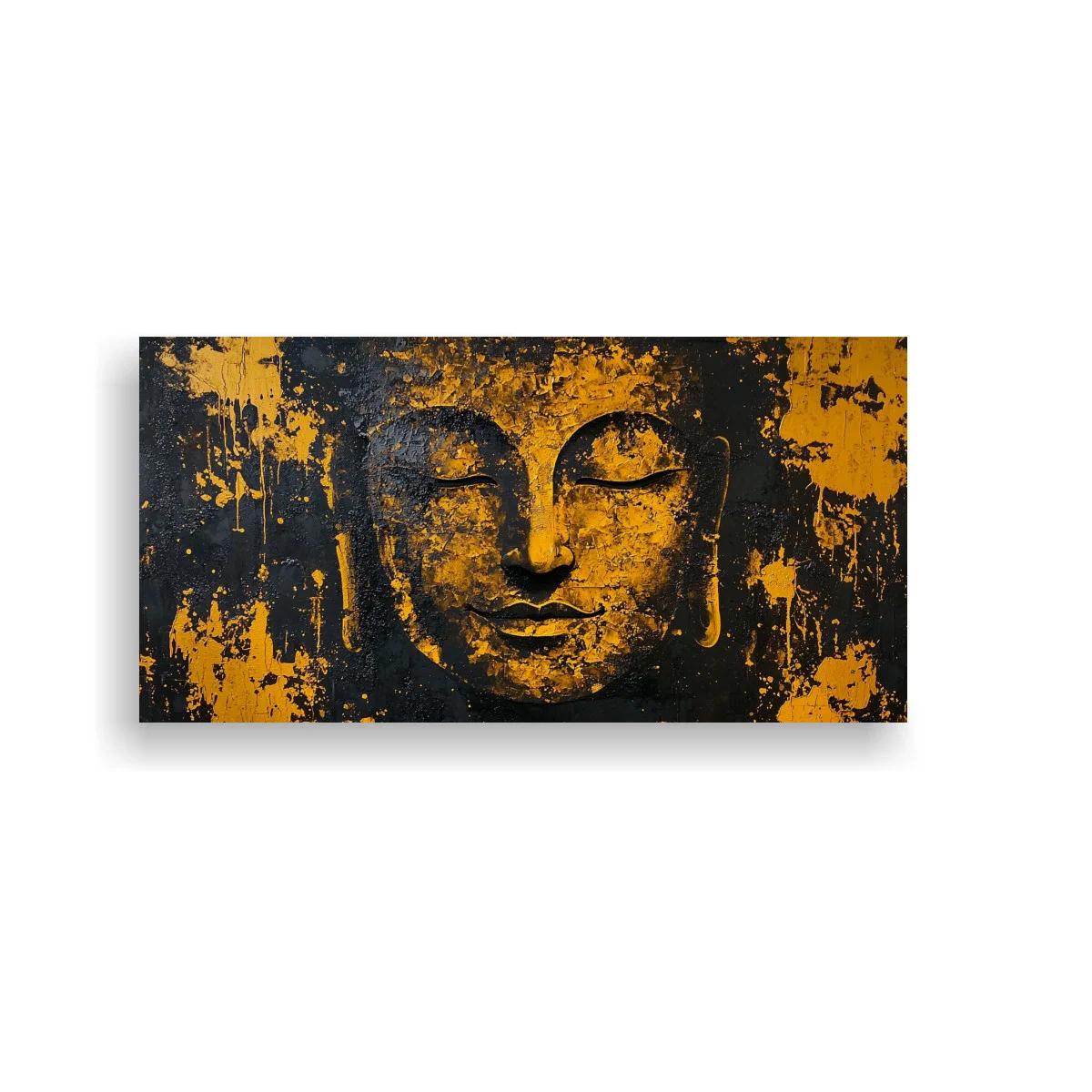 Cuadro rostro de Buda envejecido con textura desgastada