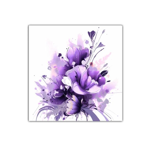 Cuadro decorativo con delicadas flores en tonos violetas
