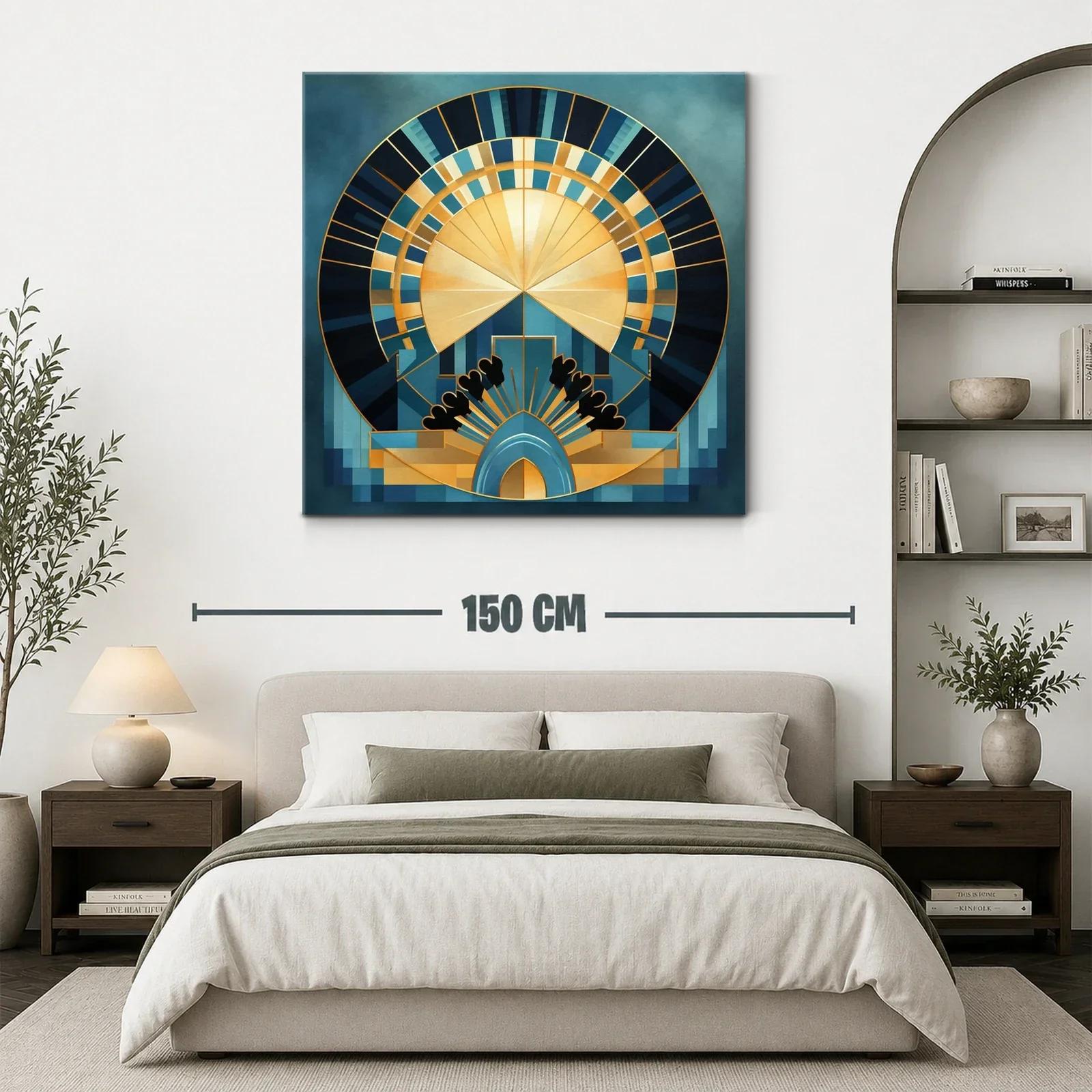 Composición geométrica en tonos azules y dorados — miniatura 3