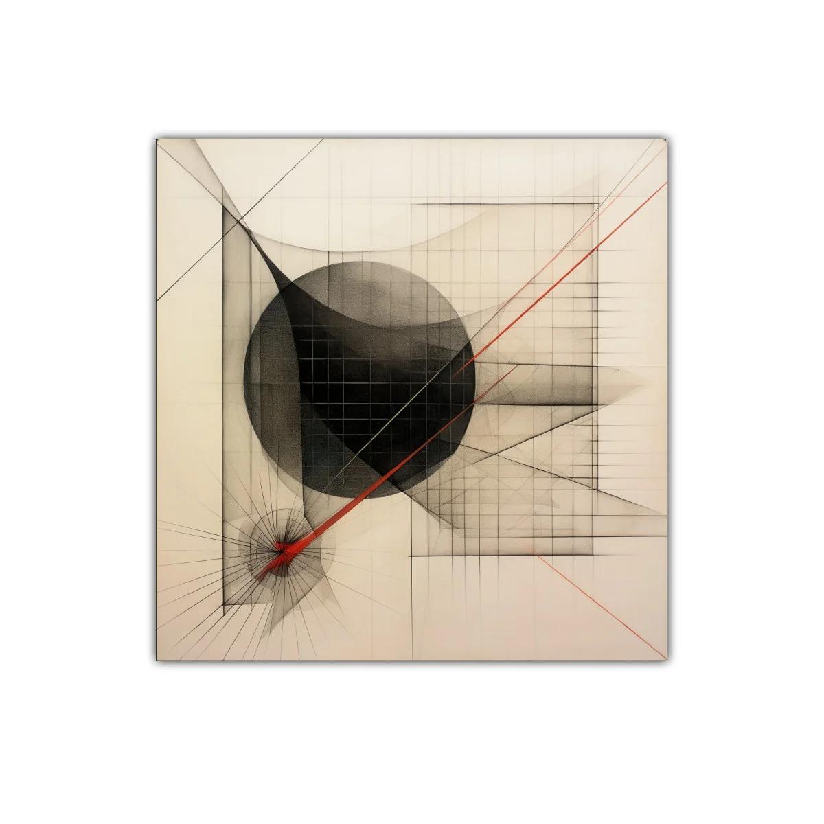 Composición geométrica con líneas y formas abstractas