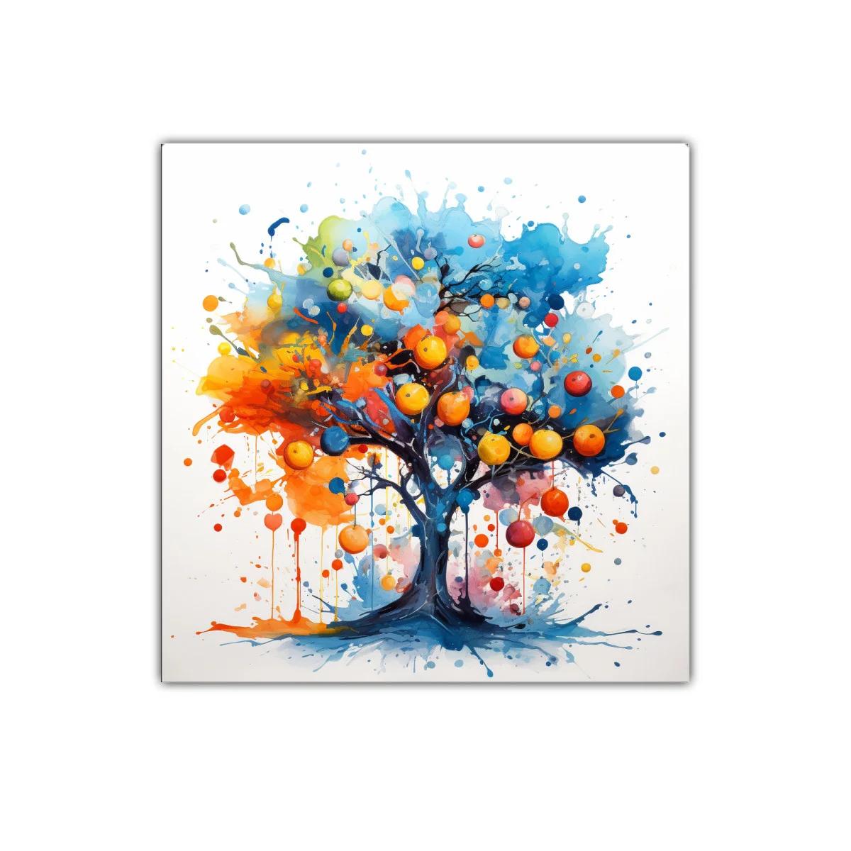 Árbol colorido con esferas vibrantes y explosión de tonos — imagen principal