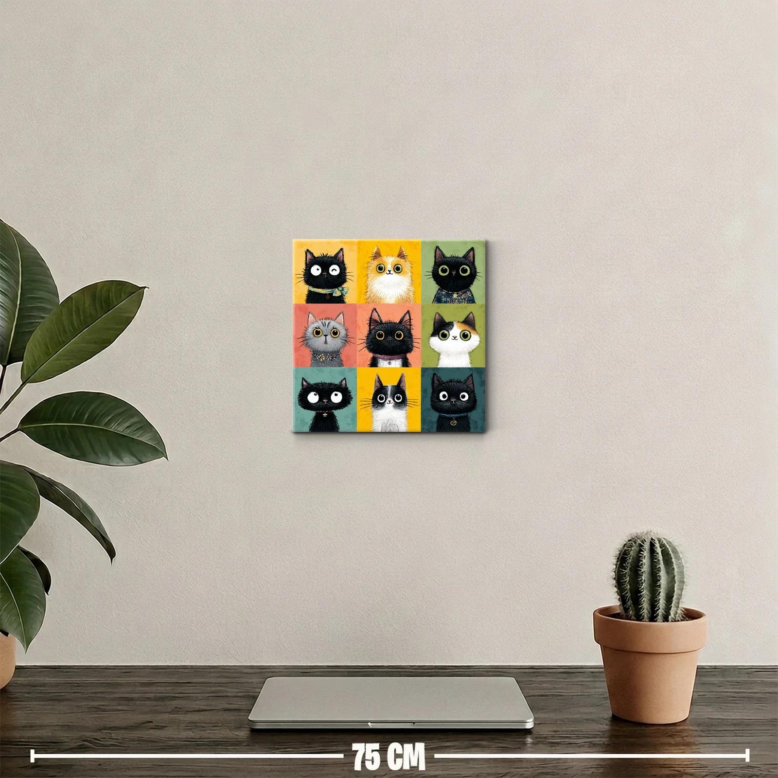 Cuadro decorativo con ilustración de gatos coloridos y divertidos — miniatura 2