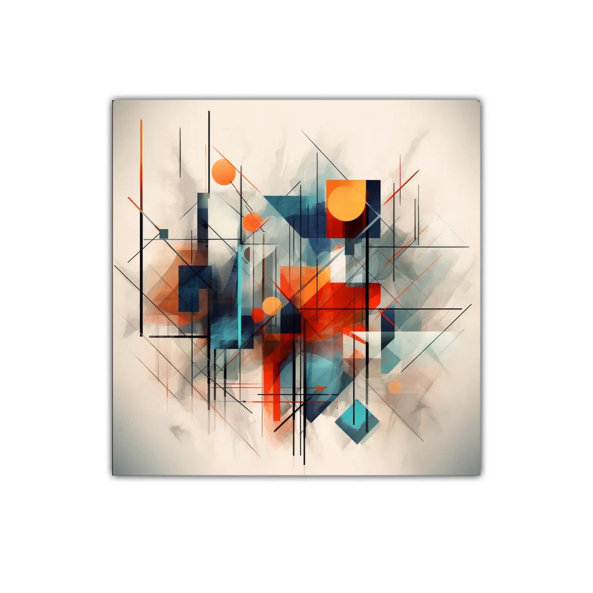 Composición geométrica con tonos cálidos y fríos vibrantes — imagen principal