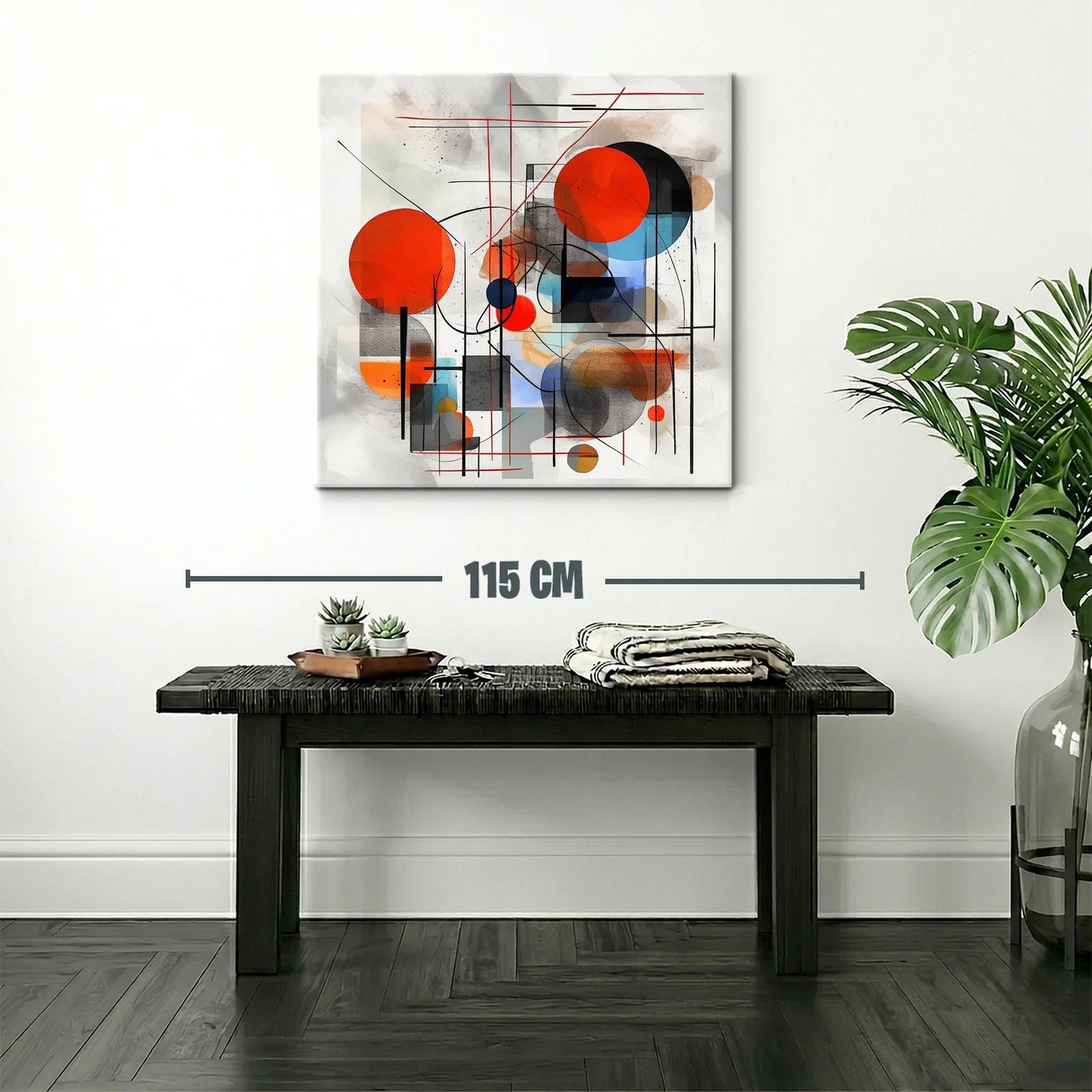 Composición abstracta con círculos en tonos vibrantes y líneas — miniatura 2