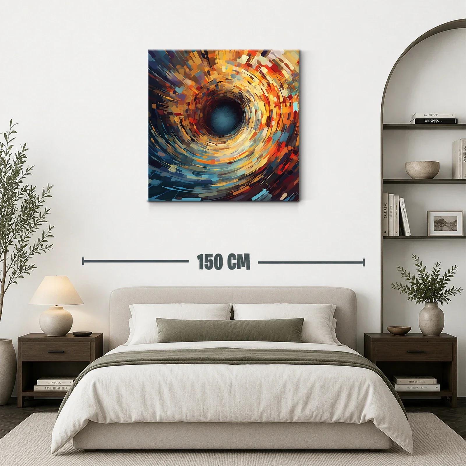 Cuadro abstracto de remolino en tonos cálidos y fríos — miniatura 3