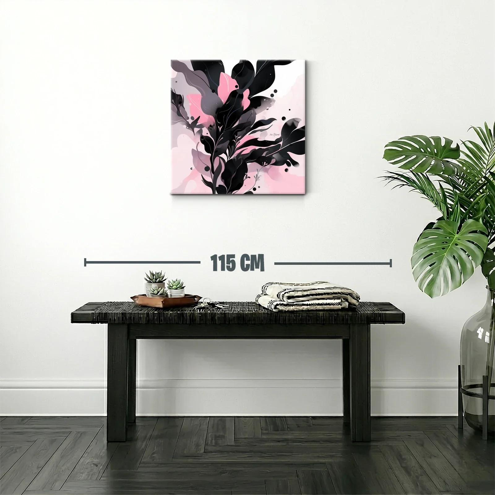 Composición abstracta de hojas en tonos rosas y negros — miniatura 2