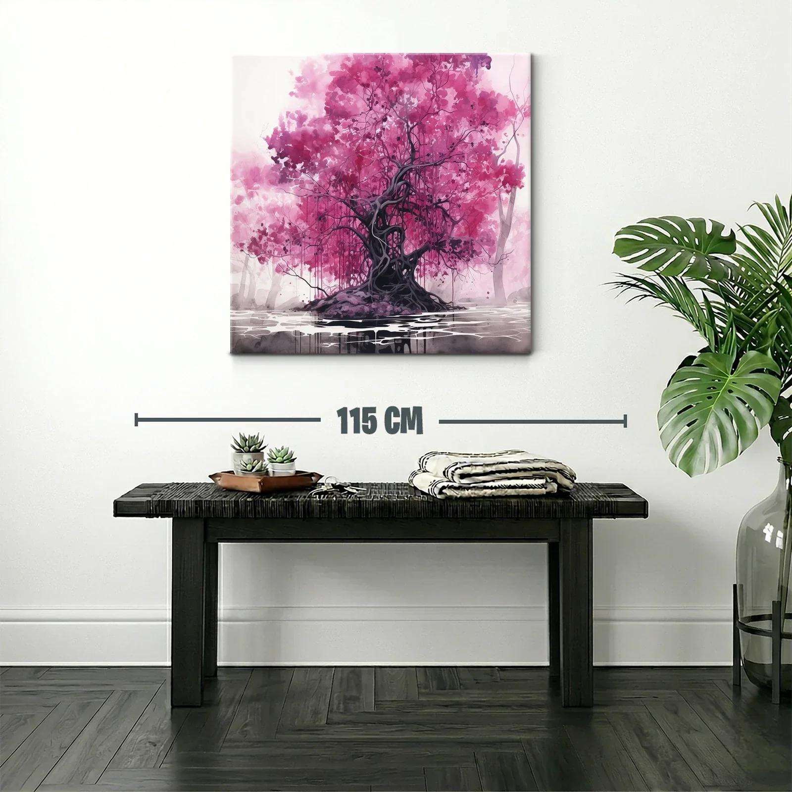 Árbol mágico con follaje en tonos rosa vibrantes — miniatura 2