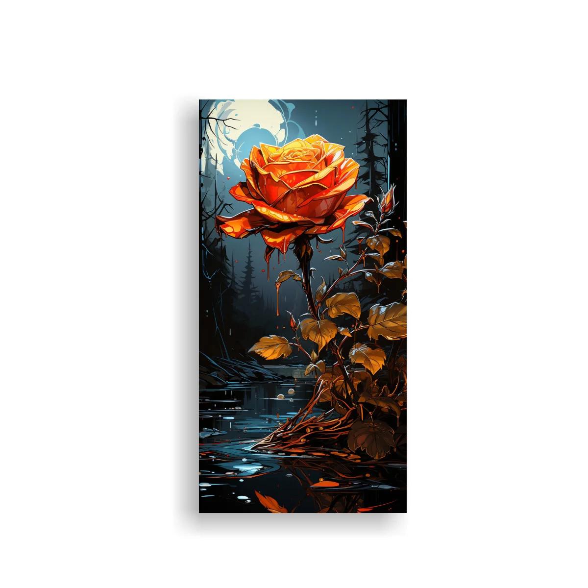 Cuadro rosa naranja luminosa junto al agua