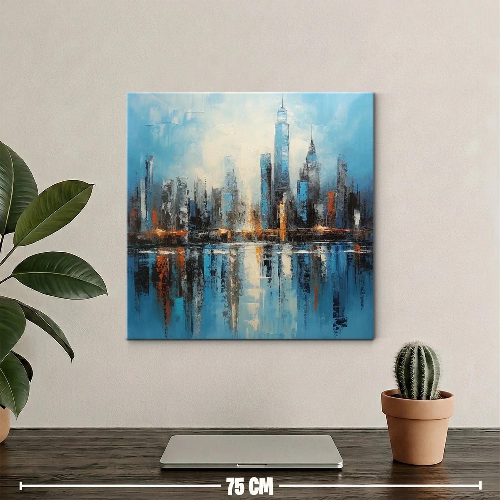 Cuadro panorámico moderno con ciudad reflejada en agua — miniatura 2