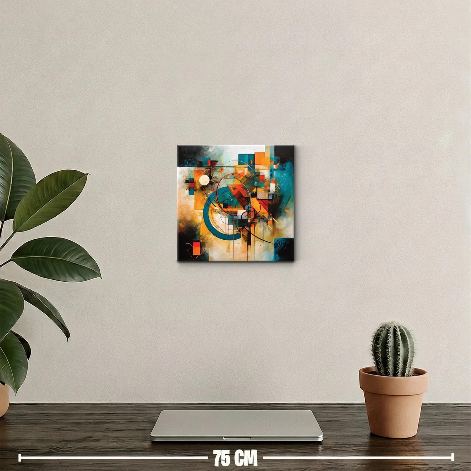 Composición dinámica en tonos ocres azul y rojo contrastantes — miniatura 2