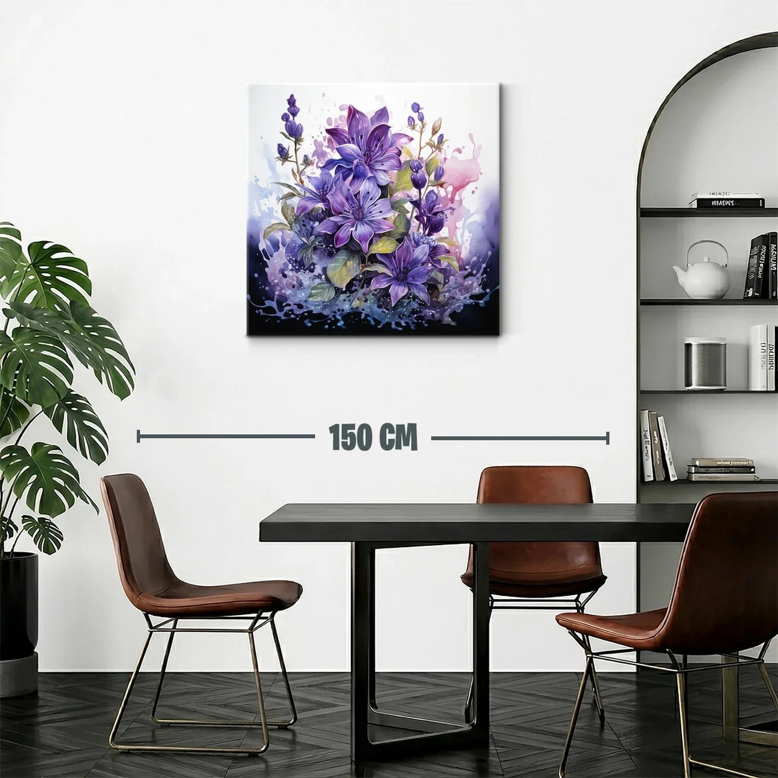 Flores violetas vibrantes con detalles en acuarela — miniatura 2