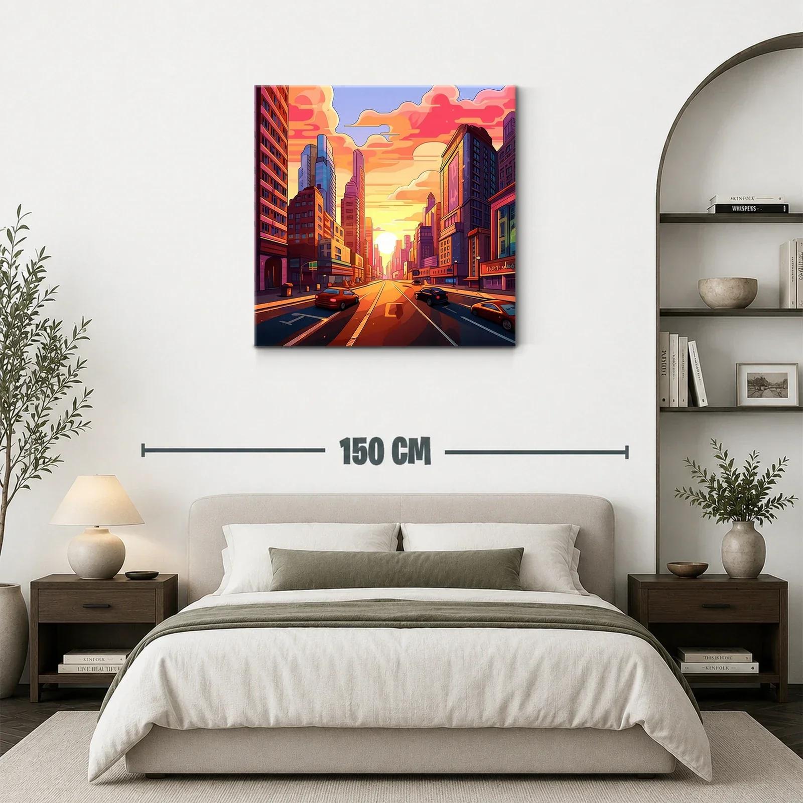 Atardecer vibrante en bulliciosa avenida urbana — miniatura 3