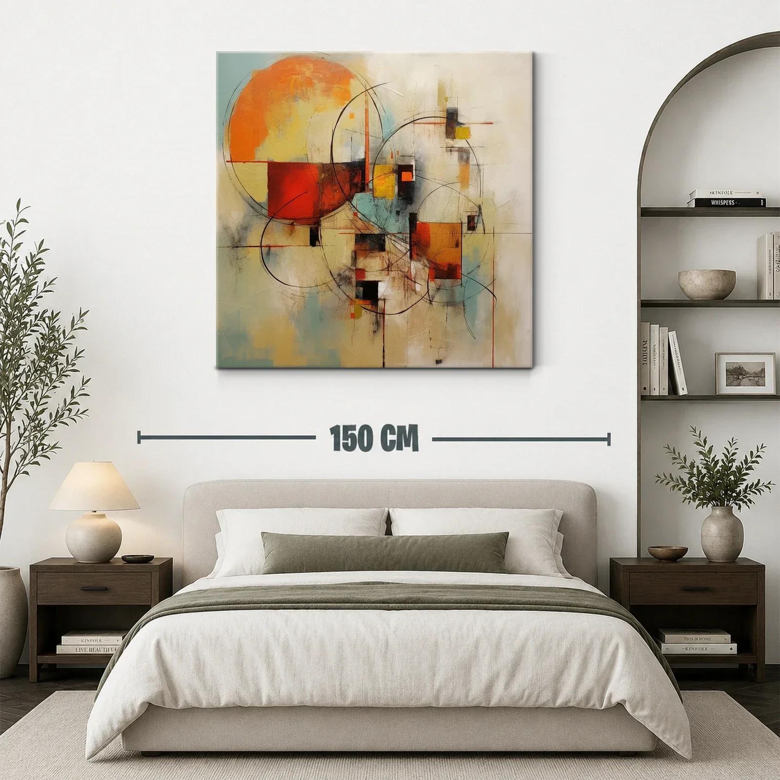 Composición abstracta en tonos cálidos y líneas dinámicas — miniatura 3