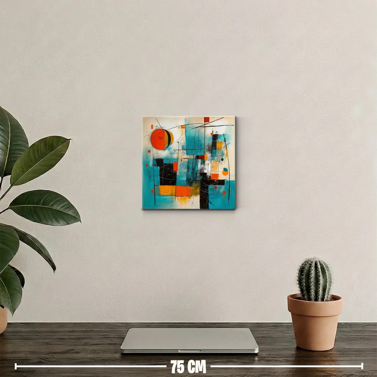 Cuadro abstracto con formas geométricas y colores vibrantes — miniatura 2