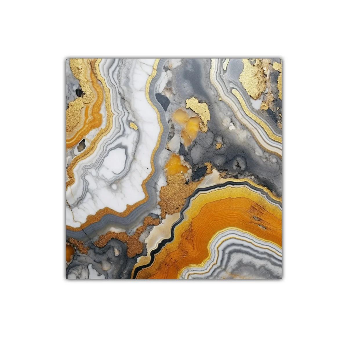 Cuadro abstracto con texturas doradas y tonos ocres y grises — imagen principal
