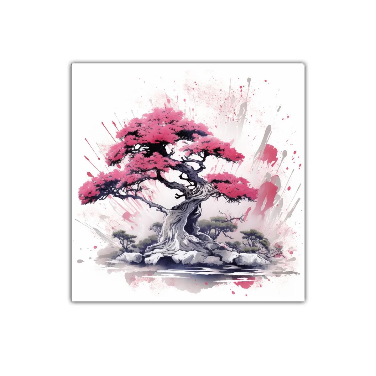 Armonía natural en árbol bonsái con vibrantes tonos rosas — miniatura 1