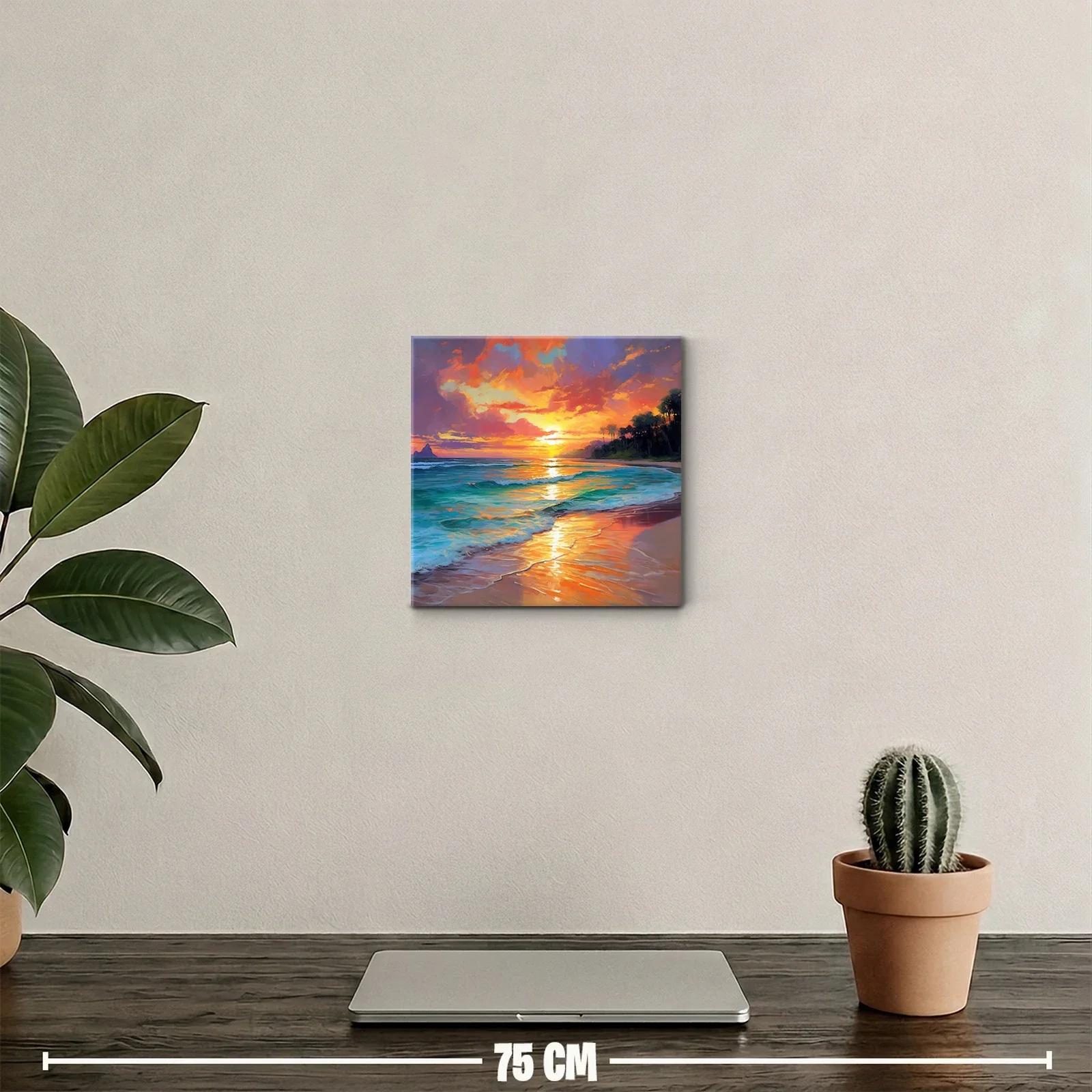 Atardecer vibrante en playa tropical con reflejos dorados — miniatura 2