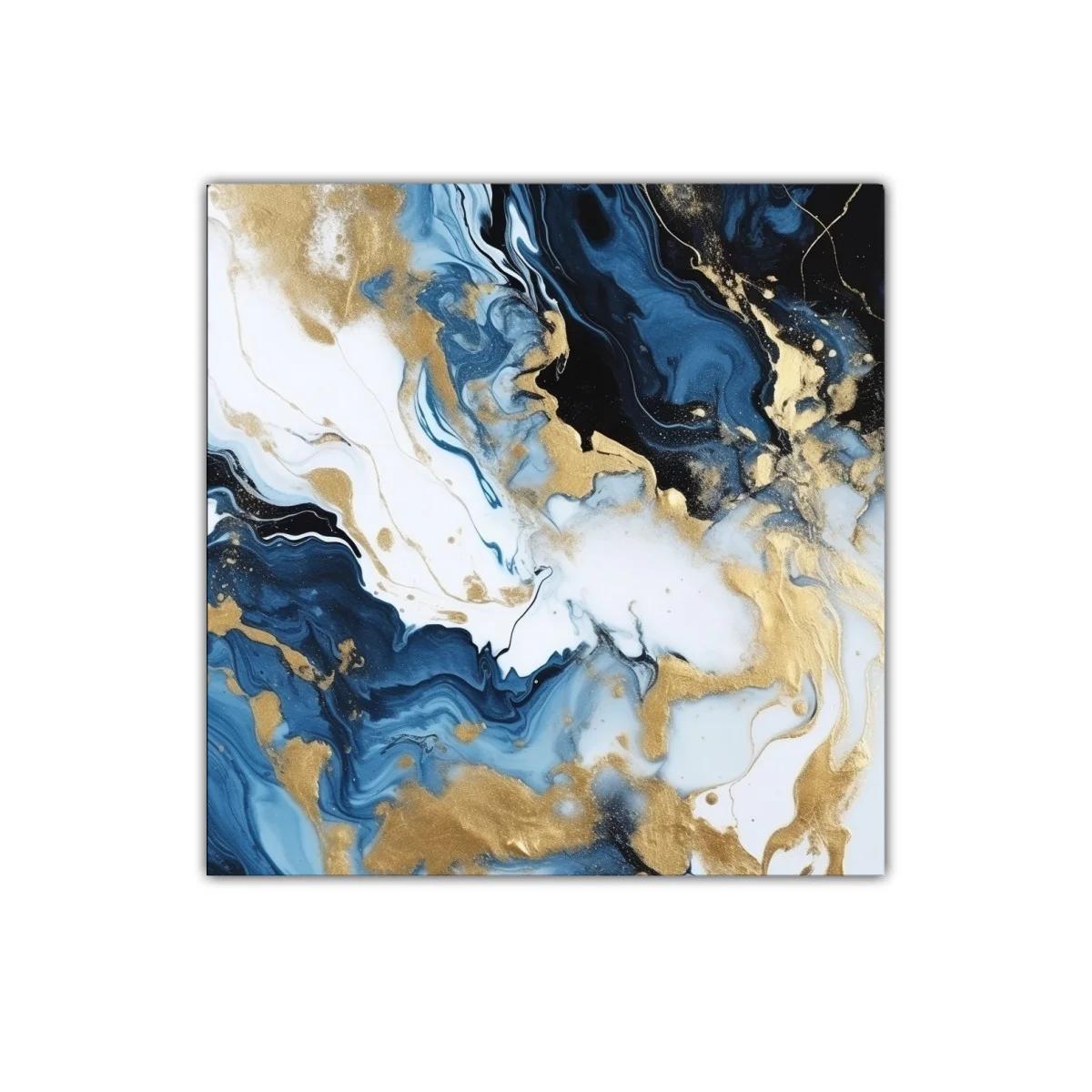 Arte abstracto en tonos azules con destellos dorados llamativos — imagen principal