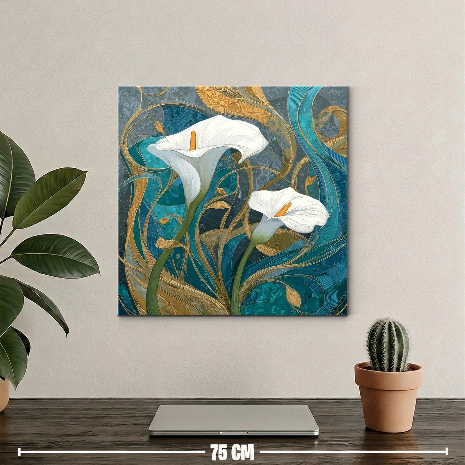 Elegancia natural con lirios blancos y diseño abstracto — miniatura 2