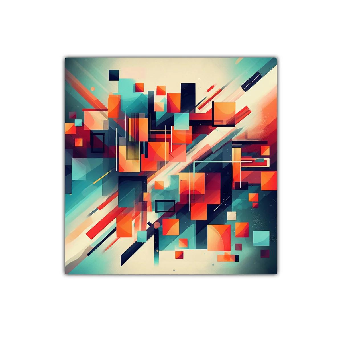Composición abstracta vibrante con tonos cálidos y fríos