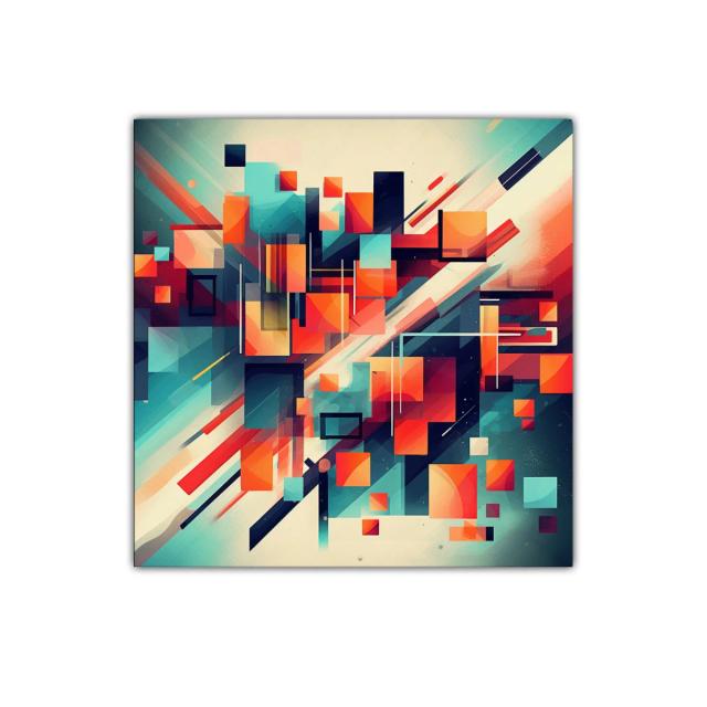 Composición abstracta vibrante con tonos cálidos y fríos