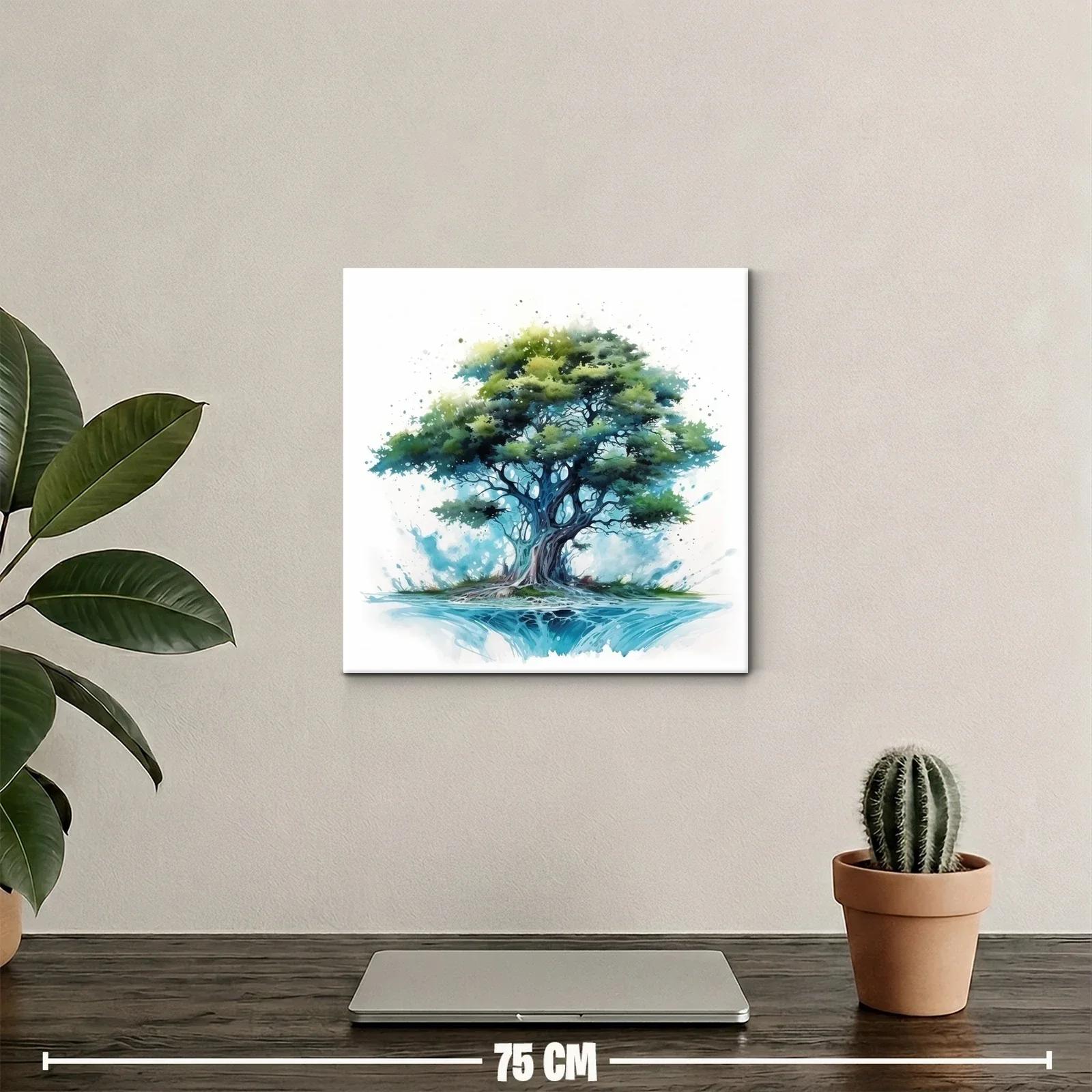 Árbol frondoso en tonos azules y verdes vibrantes — miniatura 2