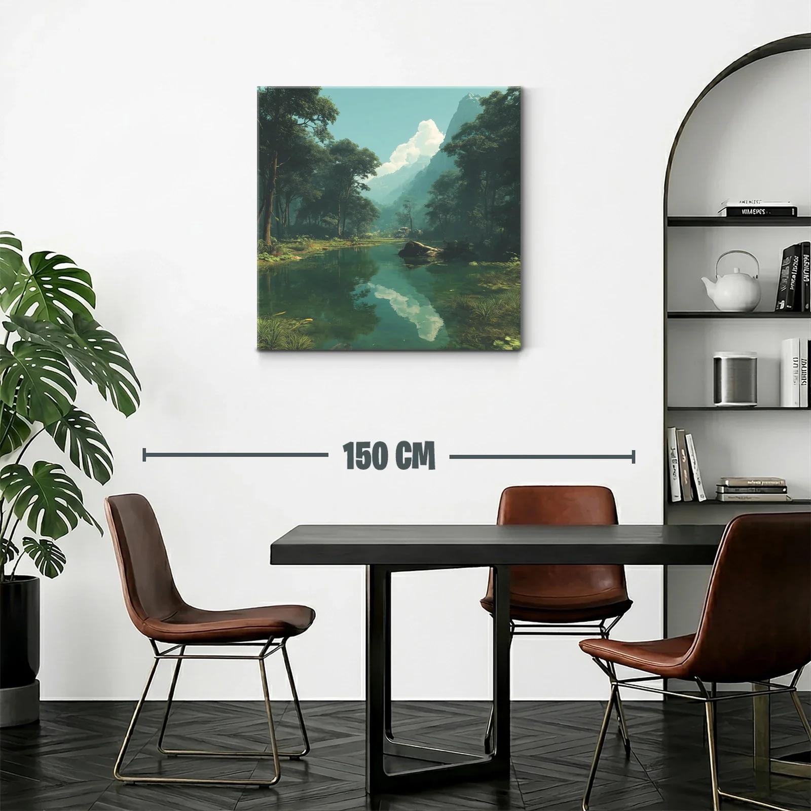Serena vista natural con montaña y río en calma — miniatura 2
