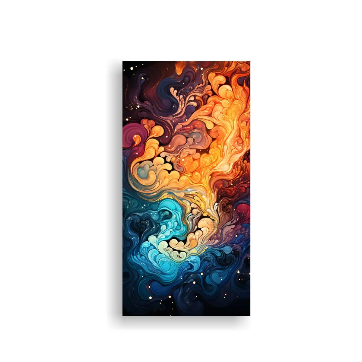 Cuadro remolino de humo colorido en espiral azul y dorado — imagen principal