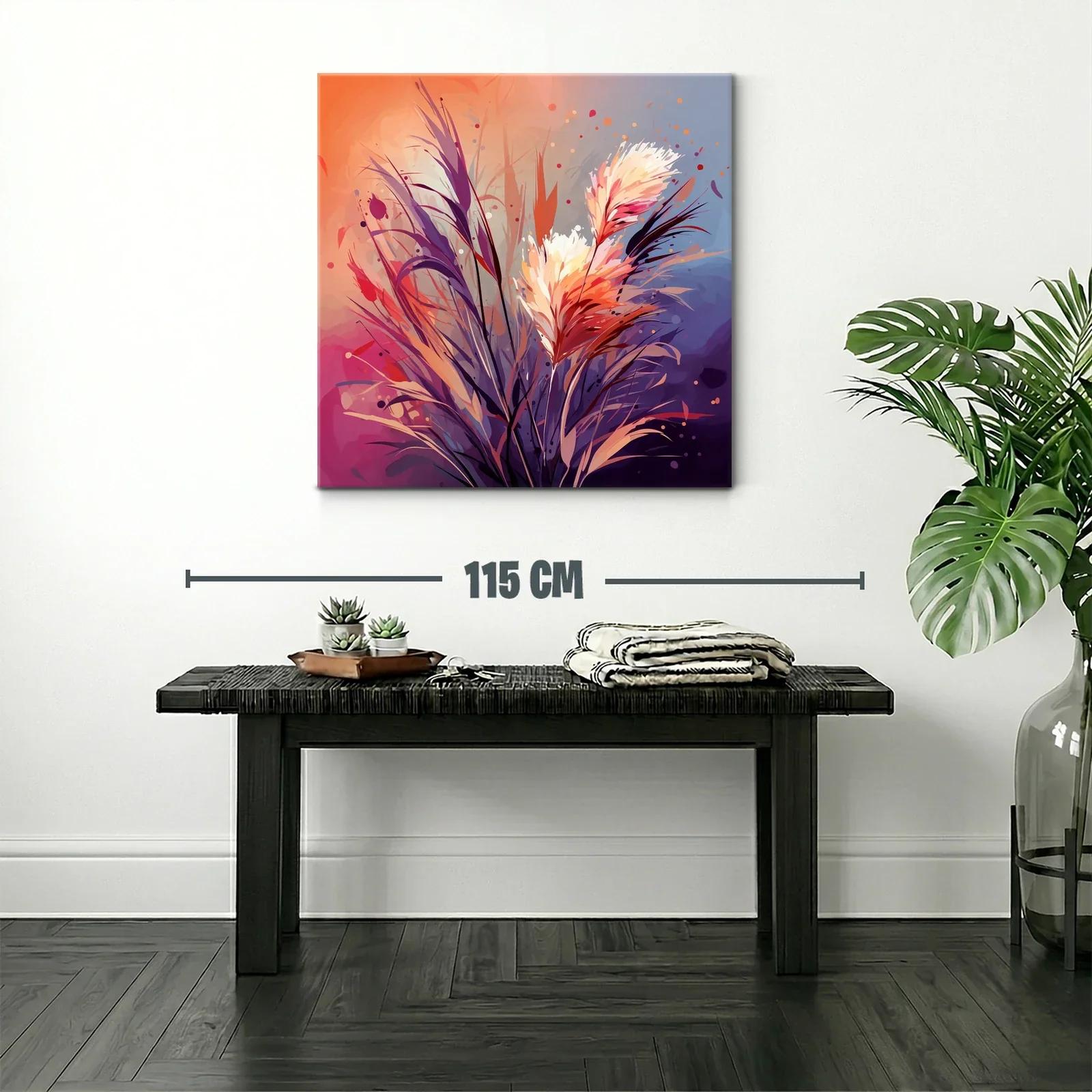 Composición abstracta de flores en tonos cálidos y fríos — miniatura 2