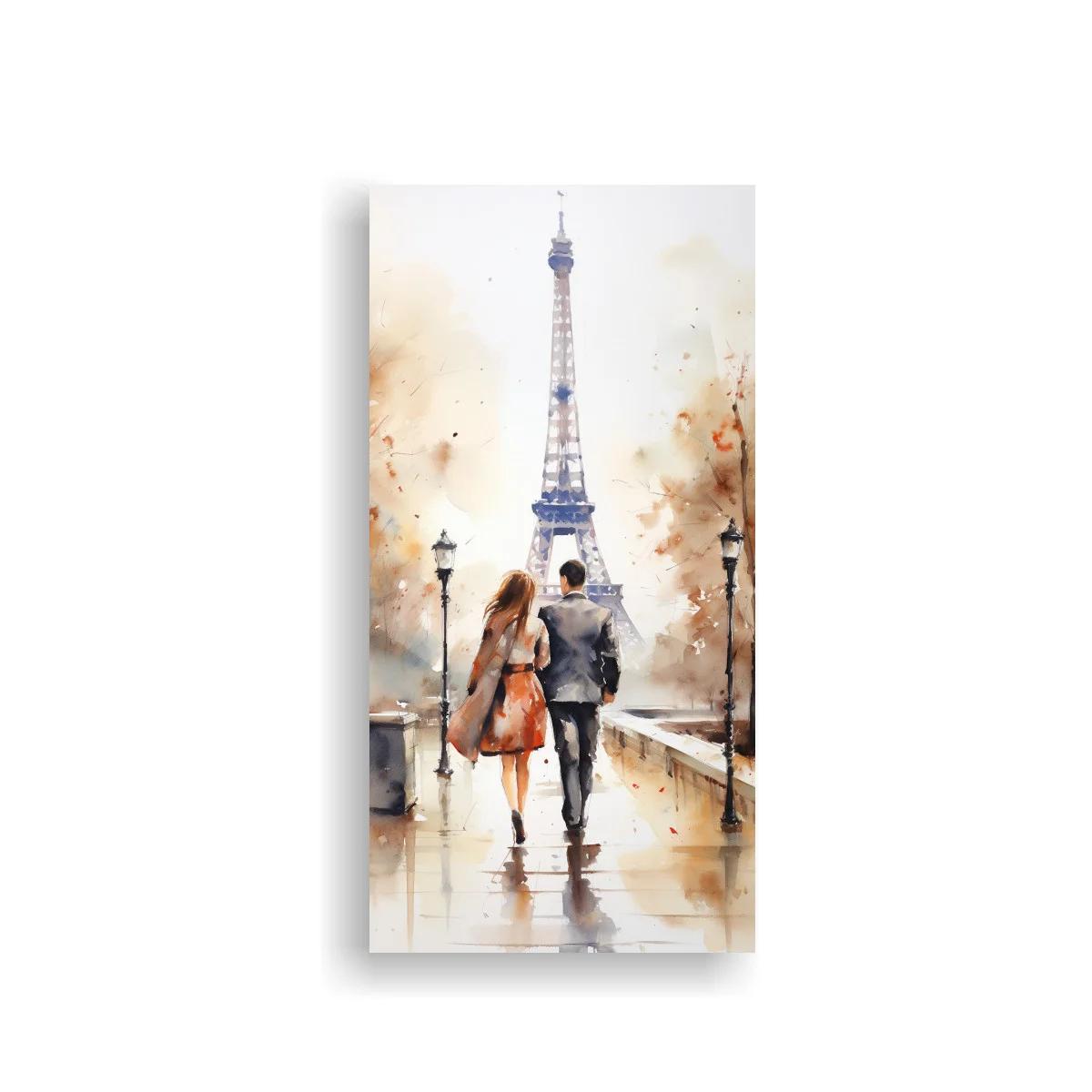 Cuadro pareja de espaldas hacia la Torre Eiffel