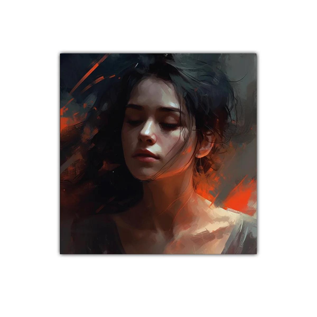 Retrato femenino con contraste de luces y sombras cálidas — imagen principal
