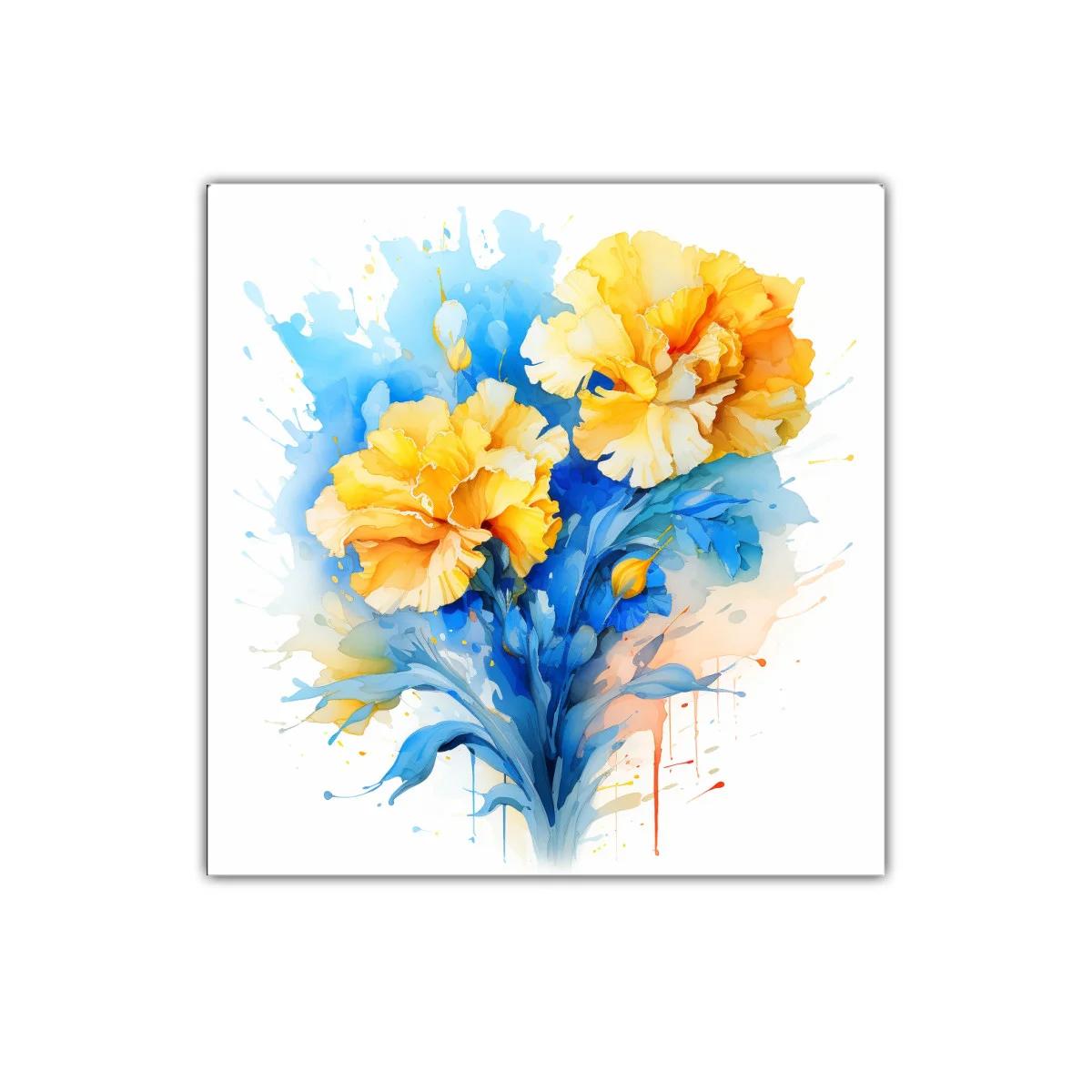 Colorido ramo floral en tonos azules y amarillos vibrantes — imagen principal