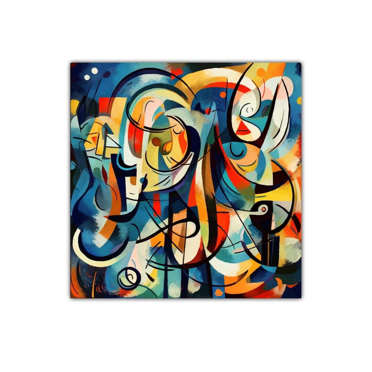 Cuadro abstracto con vibrantes formas y líneas dinámicas — miniatura 1