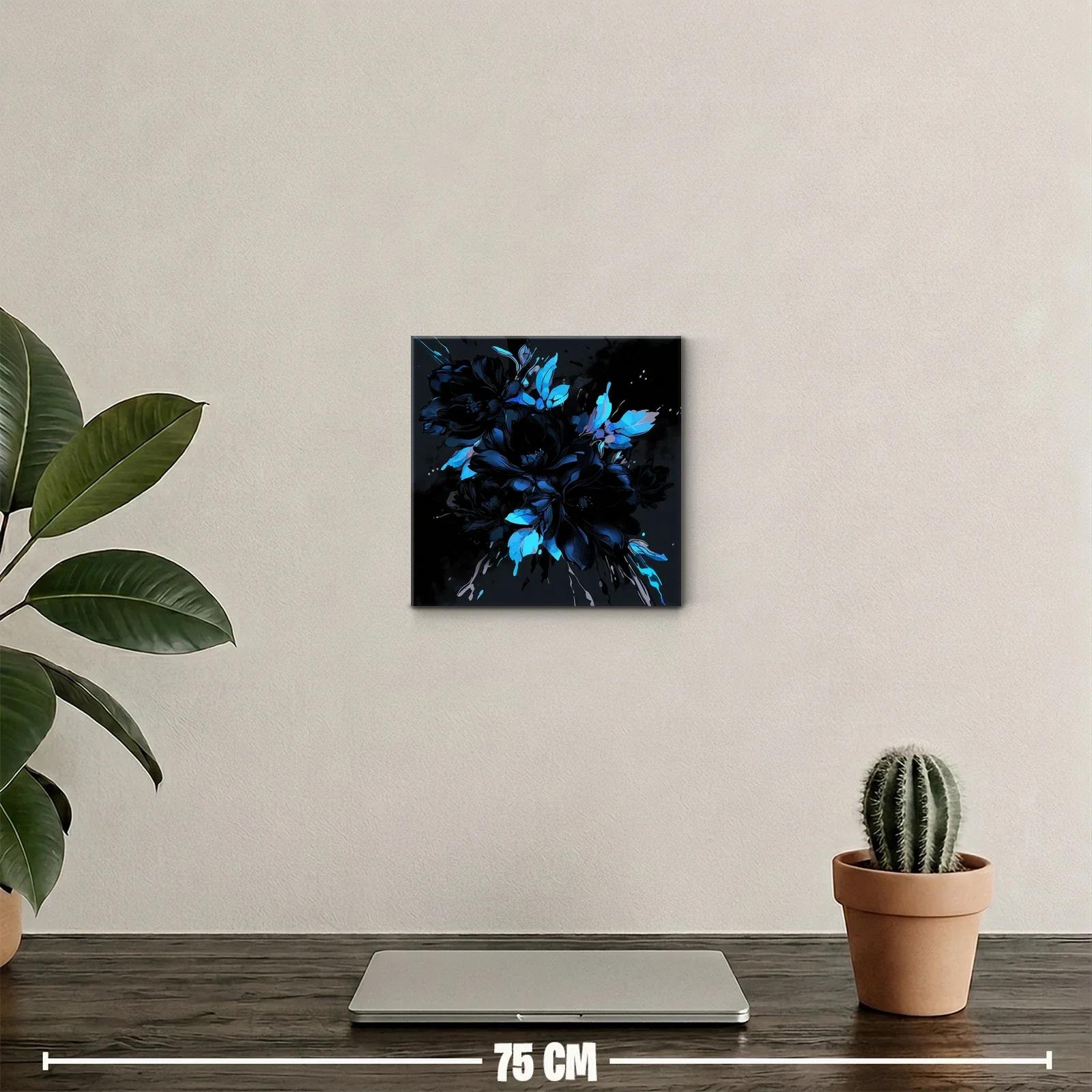 Elegancia floral en tonos oscuros y azules vibrantes — miniatura 2