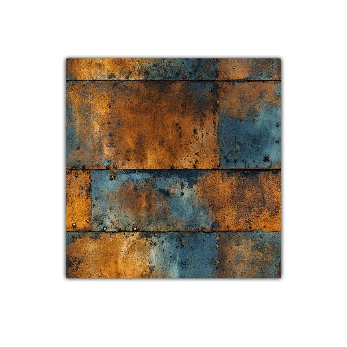 Cuadro decorativo con textura oxidada en tonos cálidos y fríos — imagen principal