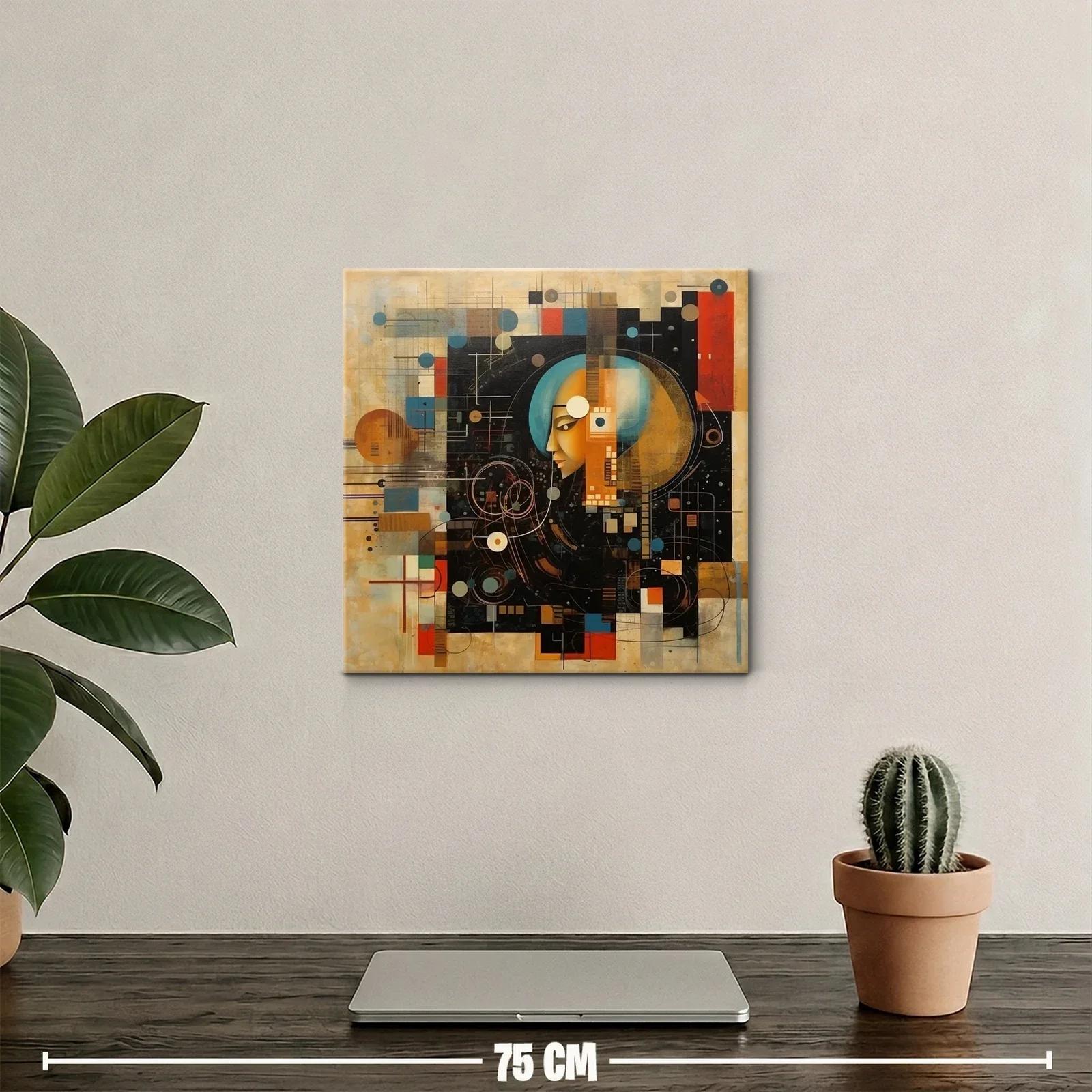 Composición abstracta con perfil femenino y geometría — miniatura 2