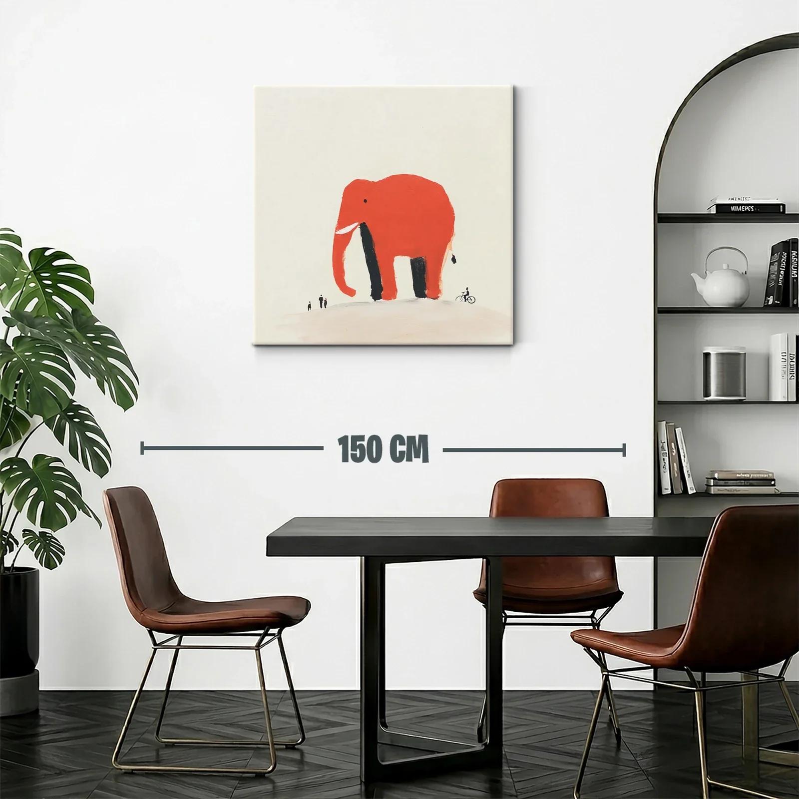 Elefante rojo sobre colina con figuras pequeñas — miniatura 2
