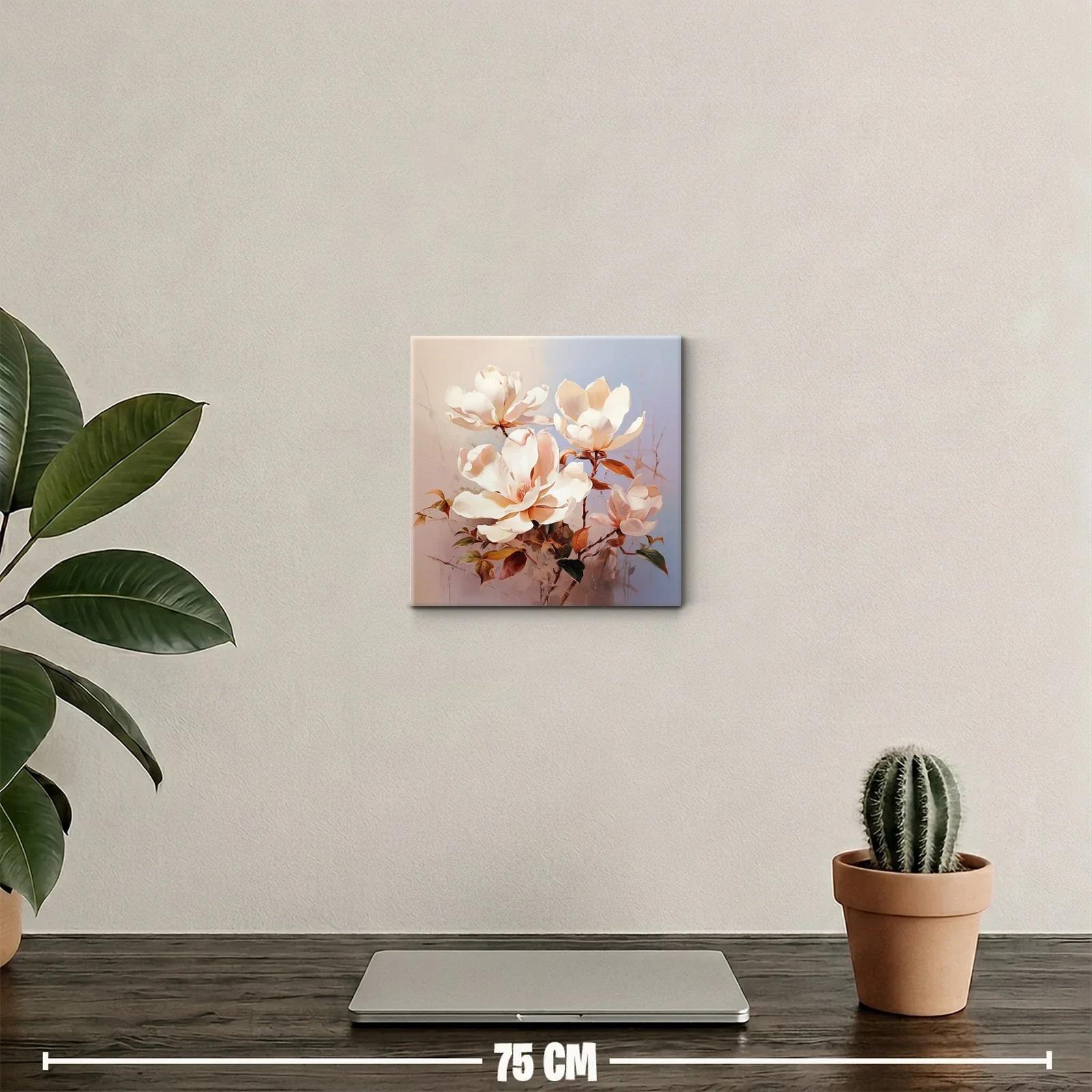Cuadro decorativo con flores blancas y tonos suaves — miniatura 2