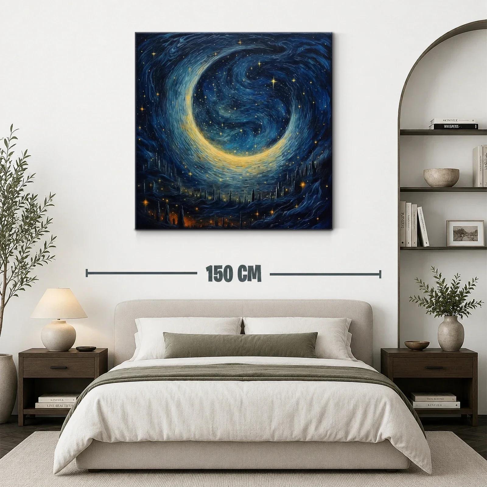 Inspirador cielo estrellado con luna brillante y galaxias en movimiento — miniatura 3