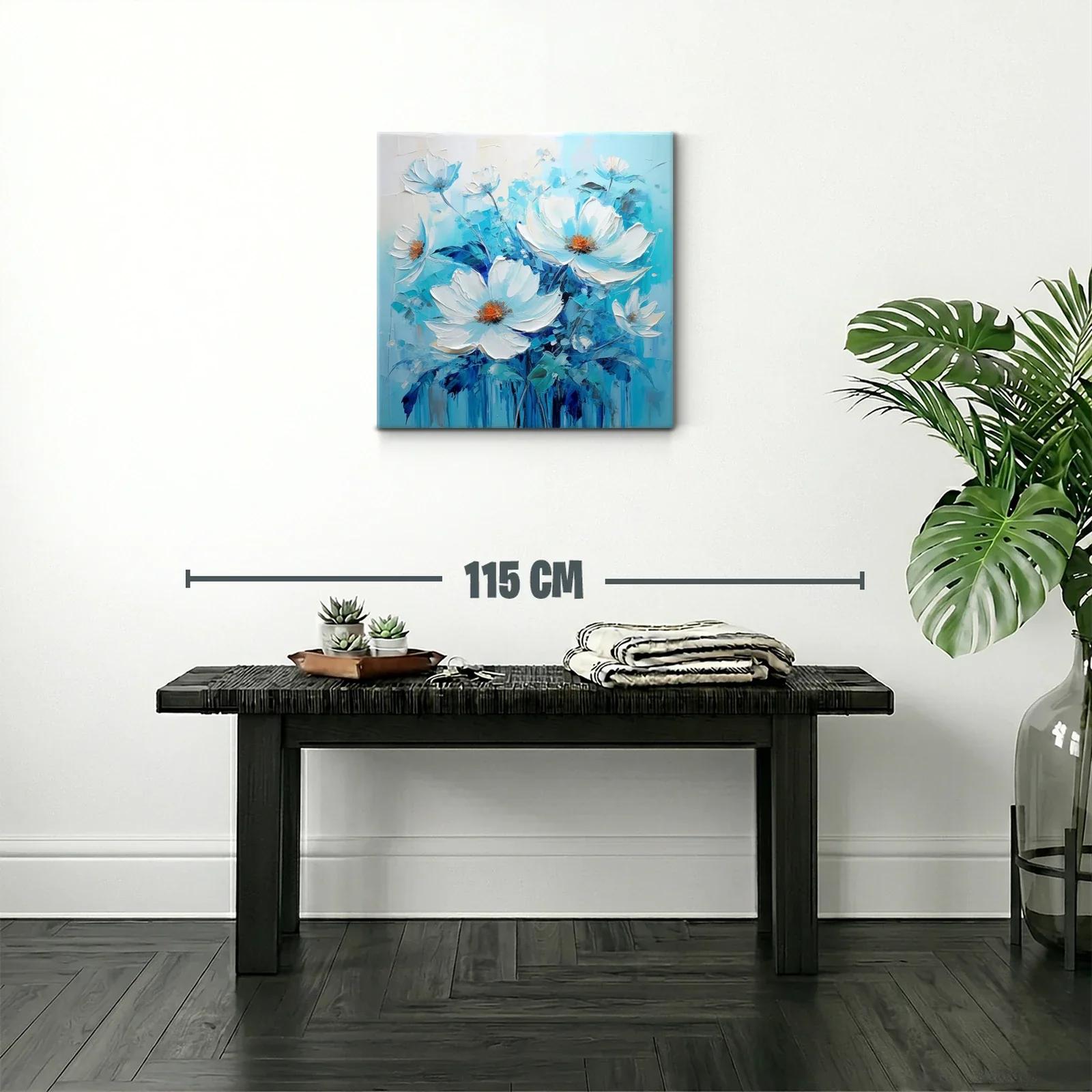 Cuadro floral con vibrantes tonos azules y blancos — miniatura 2