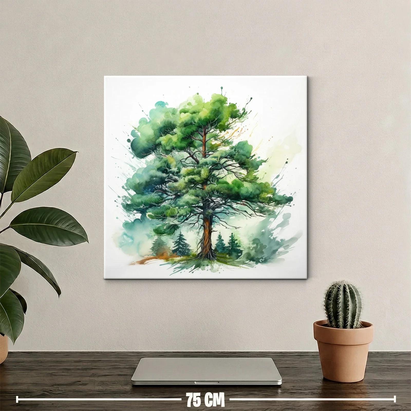 Elegante cuadro con árbol frondoso en tonos verdes vivos — miniatura 2