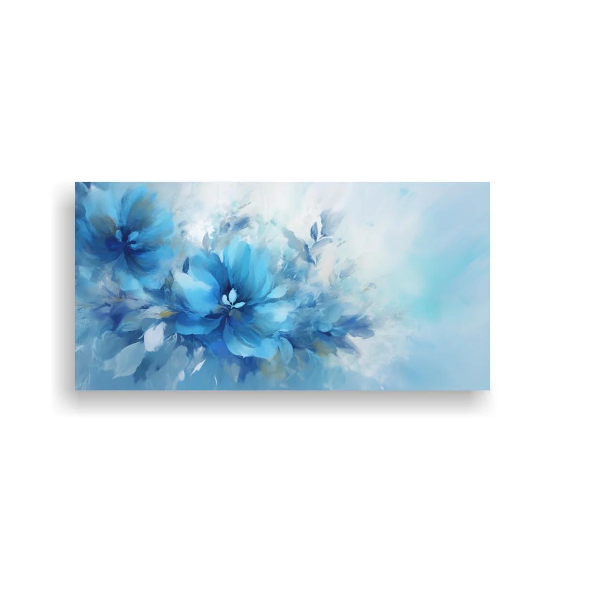 Cuadro flores azules con pétalos semitransparentes — imagen principal