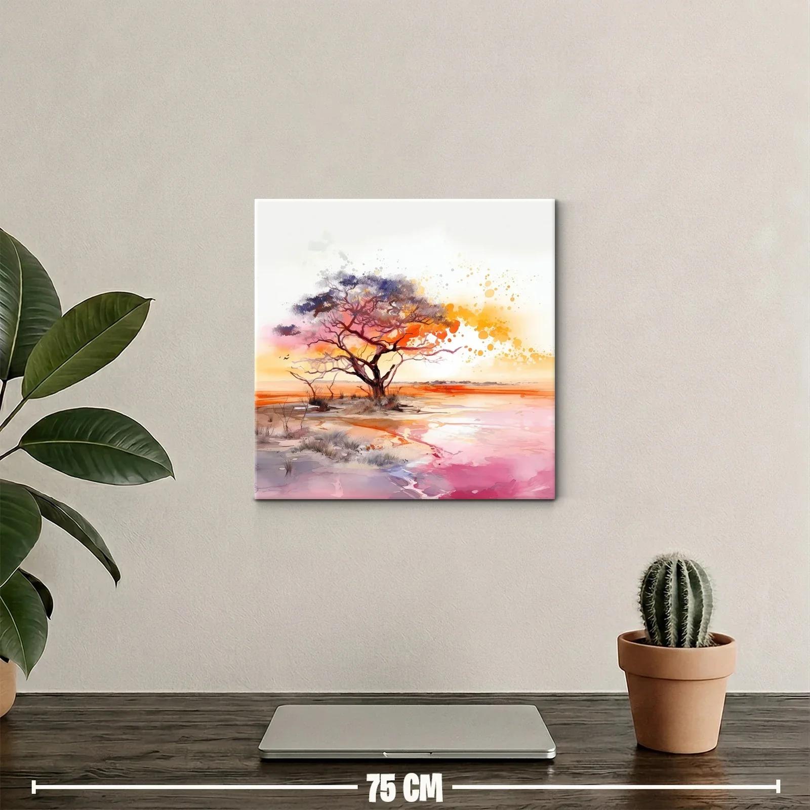 Atardecer vibrante con árbol en paisaje sereno — miniatura 2