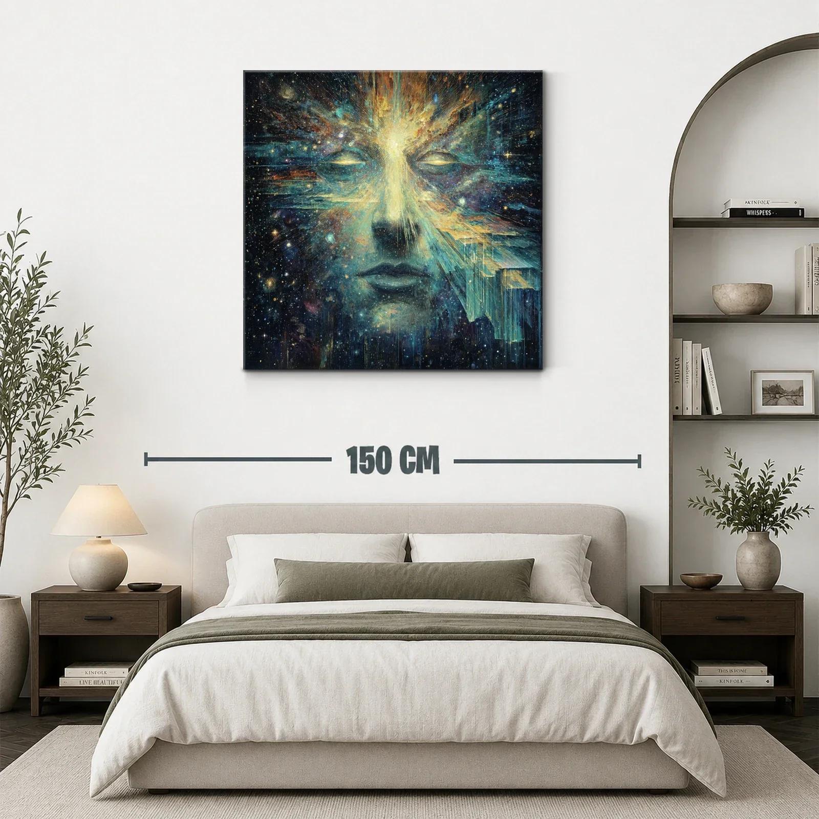 Rostro cósmico con energía luminosa y fractales celestes — miniatura 3