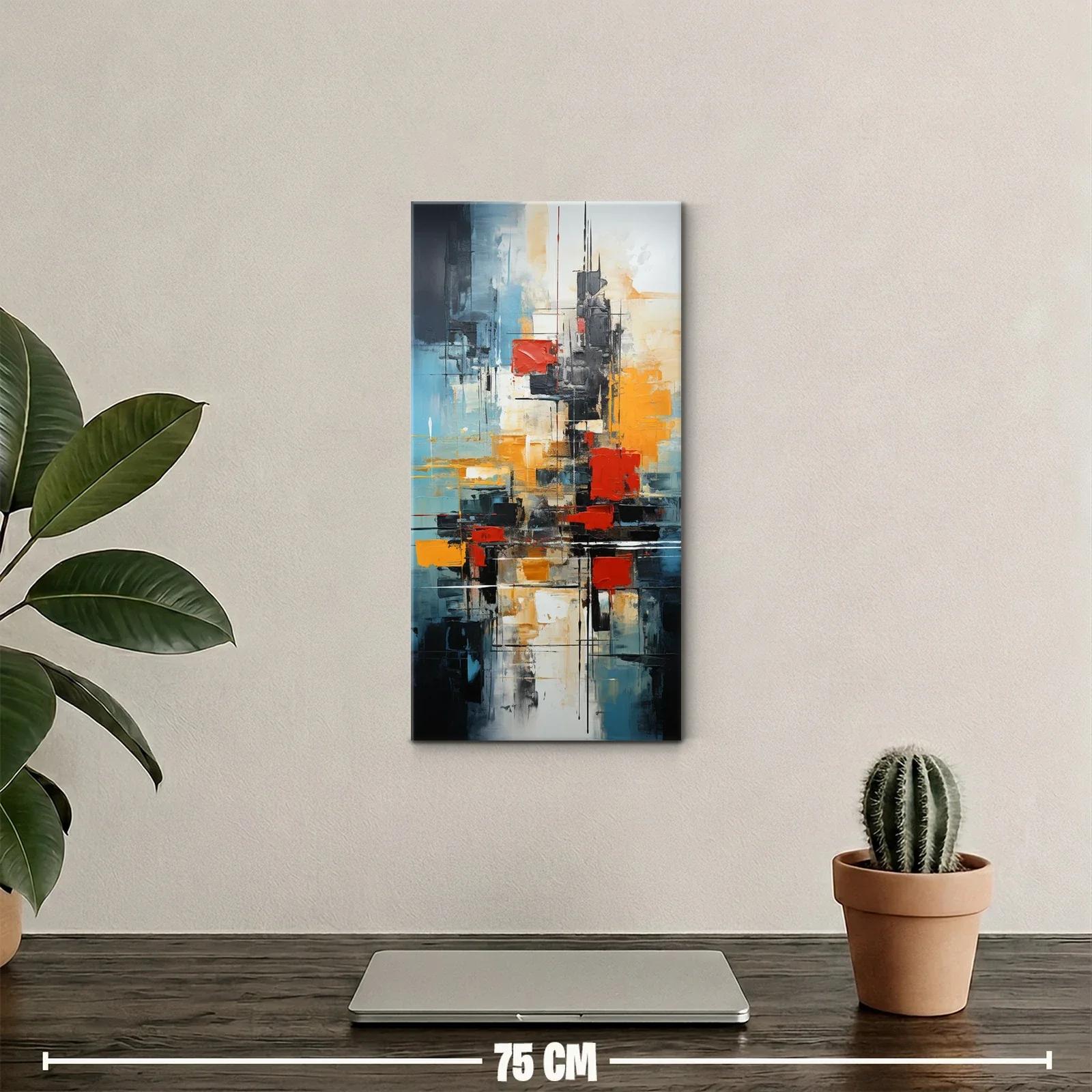 Cuadro abstracción urbana con bloques y líneas verticales — miniatura 2
