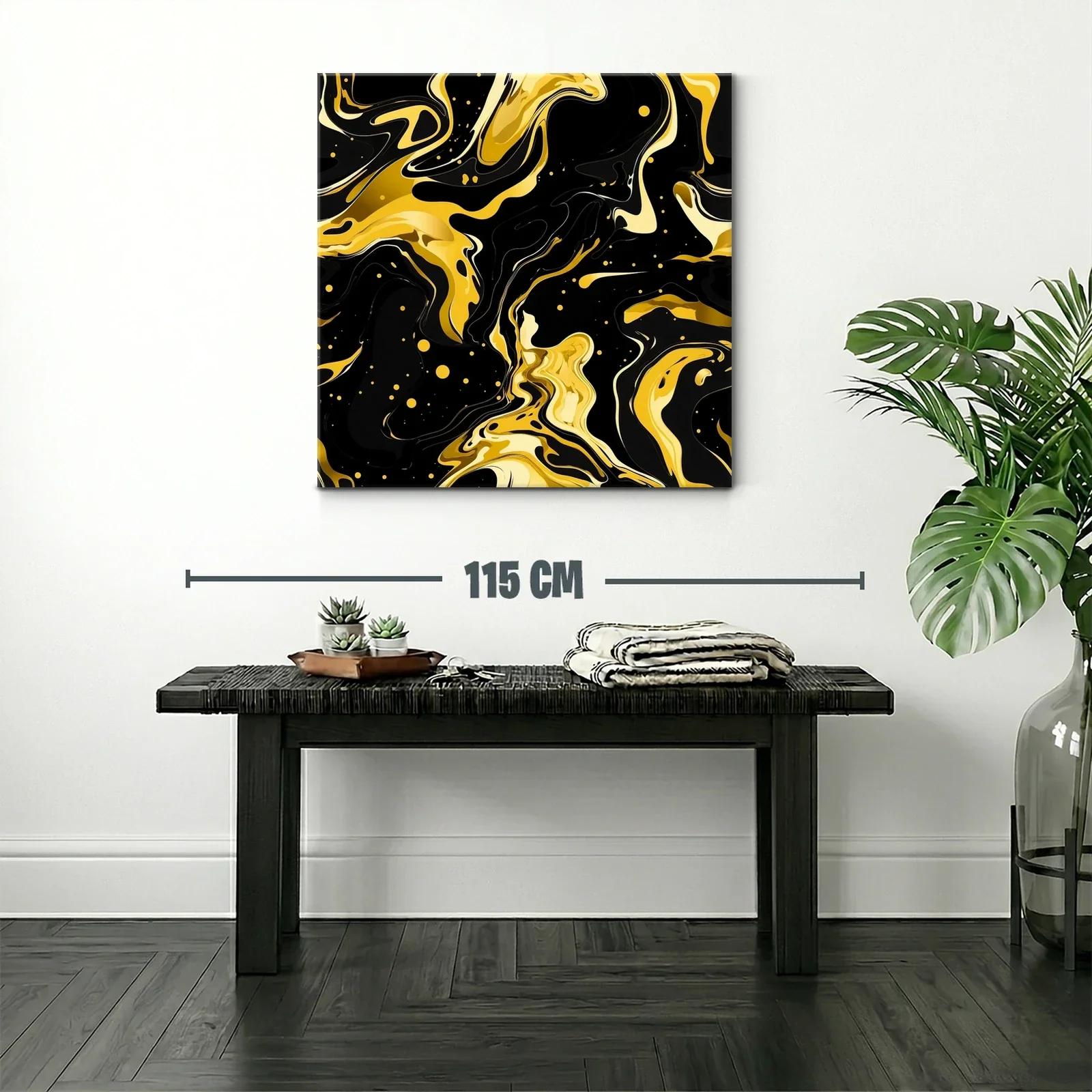 Abstracto dinámico en tonos dorados y negro brillante — miniatura 2